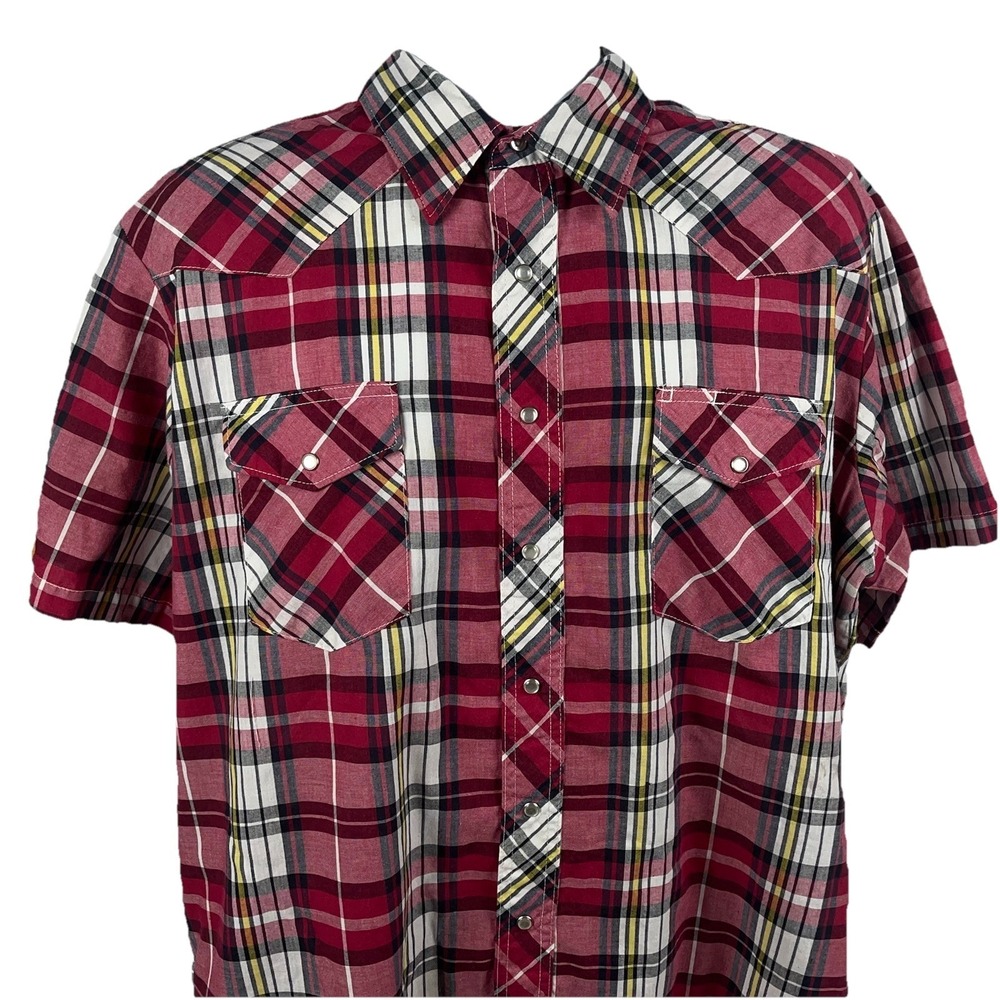 Wrangler Western Pearl Snap Shirt Size XLT Plaid Check Cowboy Rodeo